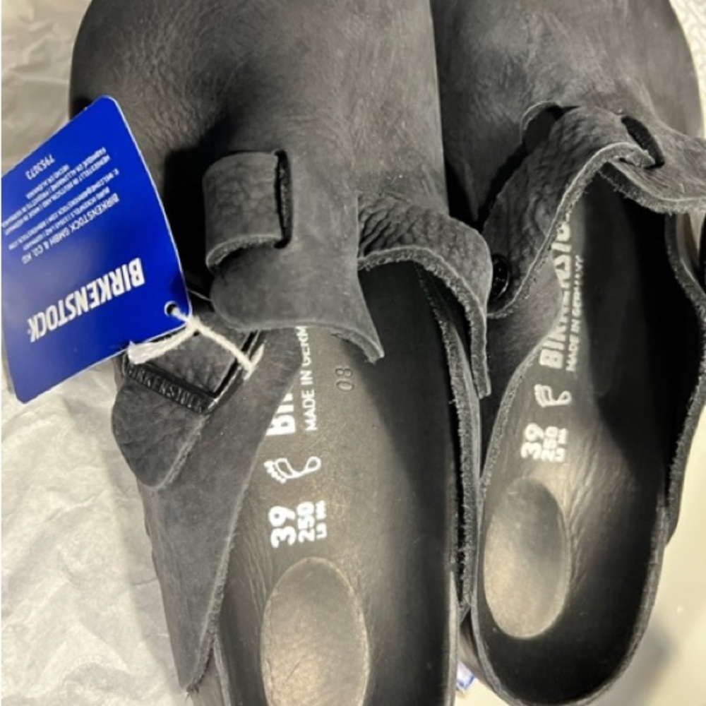 Birkenstock Boston Black Suede Clogs